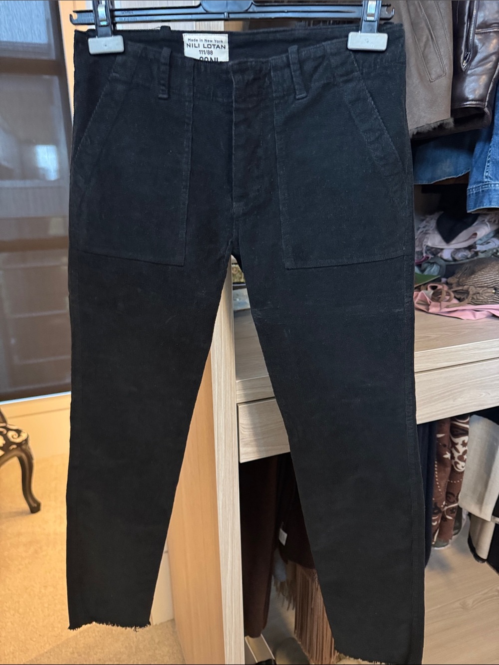 Nili Lotan Jenna Corduroy Pants Black Waist 0